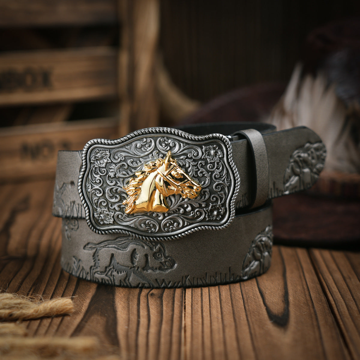 Embossed Leather Belt - Apex  Predator's Edition