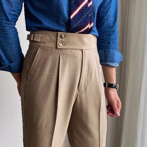 High-Waisted Straight Leg Casual Trousers