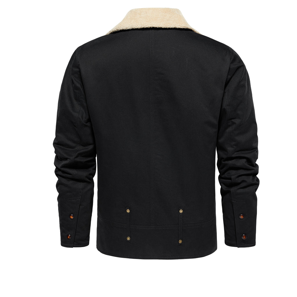 Men's Work Jacket With Multiple Pockets, Collared, Thickened, Autumn & Winter Warm Outerwear