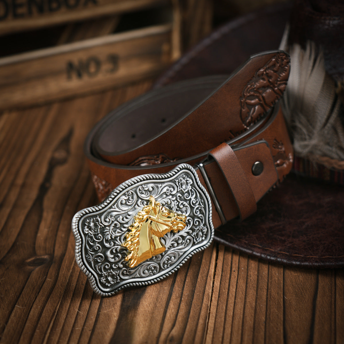Embossed Leather Belt - Apex  Predator's Edition