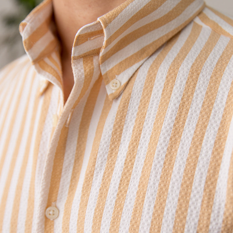 Striped Textured cotton Large-Collar - Heritage Edition