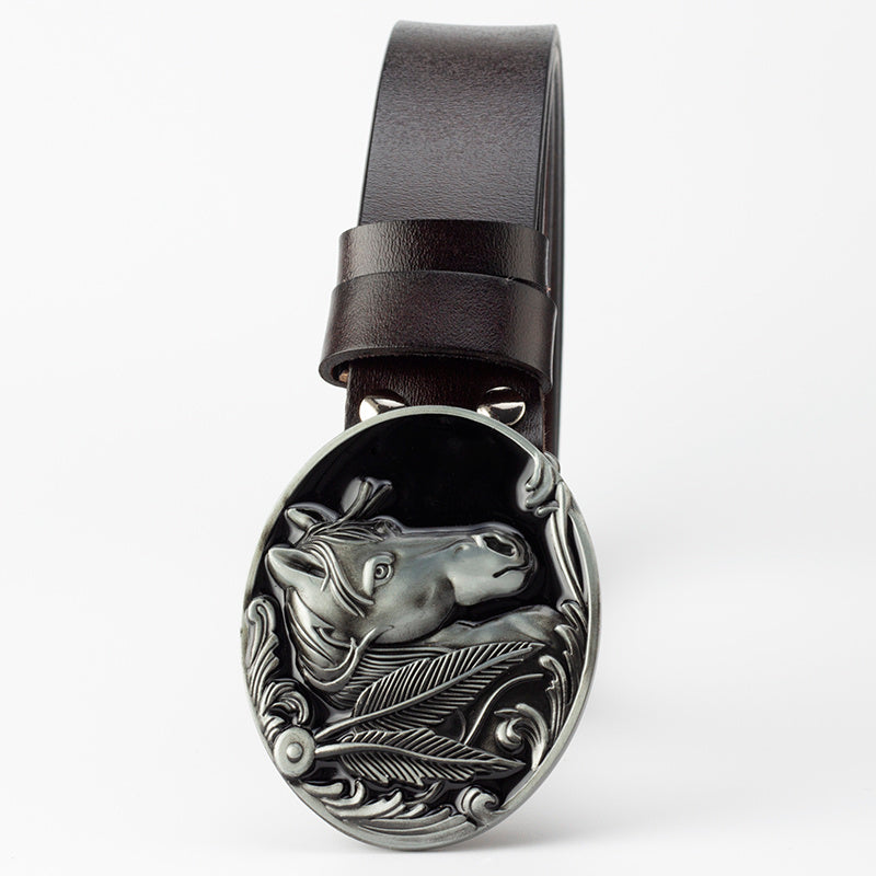 Leather buckle belt - Stallion Edition