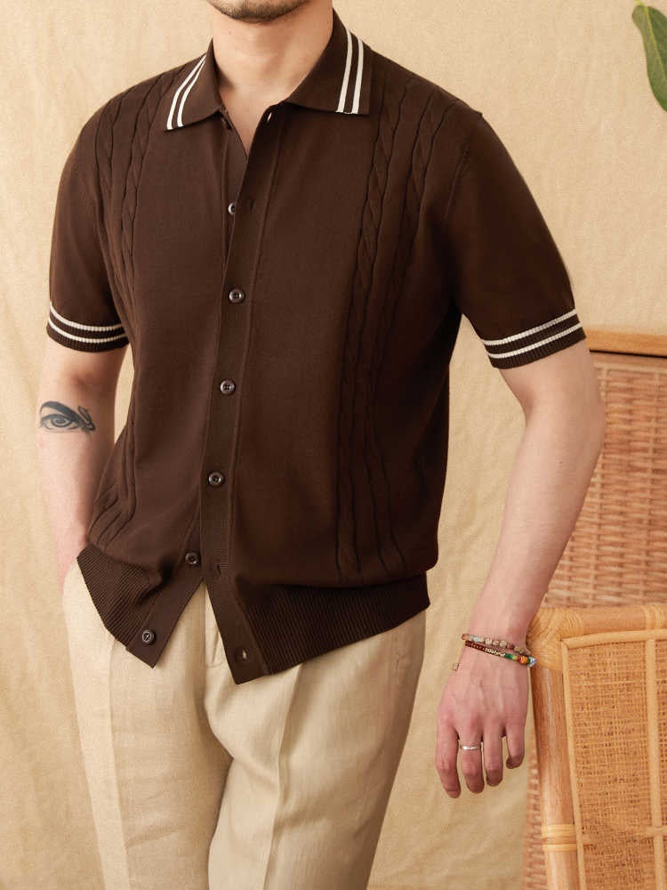 Textured Cotton polo - Leisure Knit