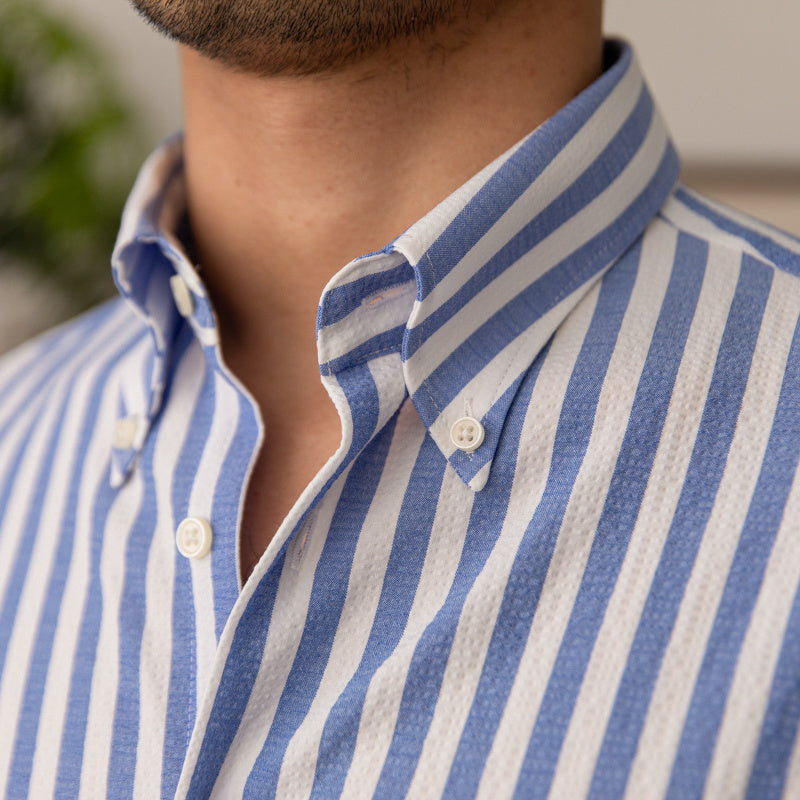 Striped Textured cotton Large-Collar - Heritage Edition