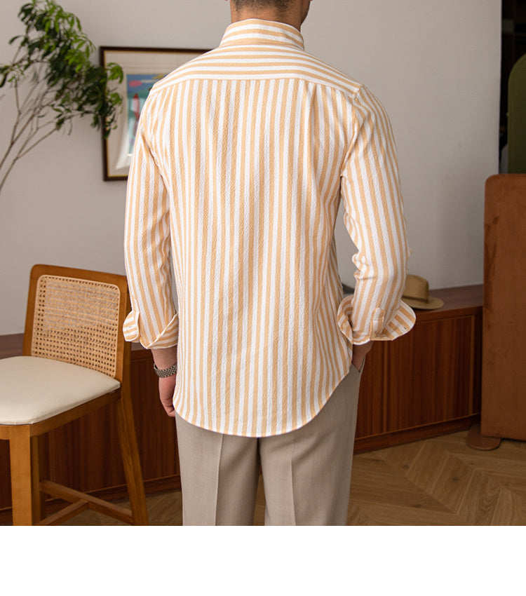 Striped Textured cotton Large-Collar - Heritage Edition