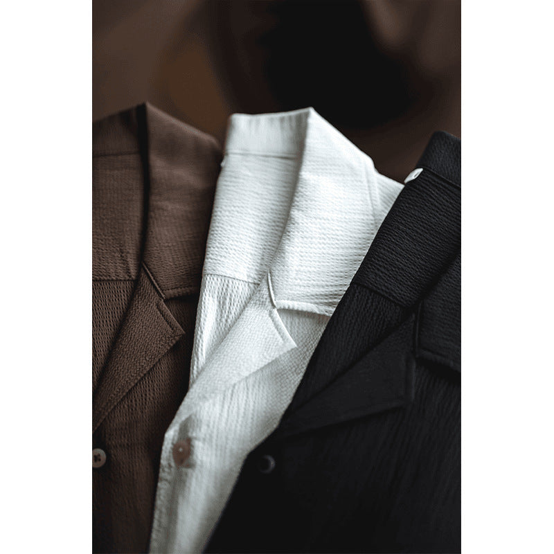 Retro Textured cotton Cuban Collar - British Edition