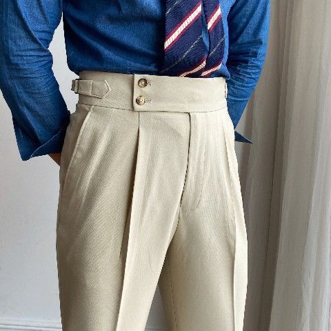 High-Waisted Straight Leg Casual Trousers