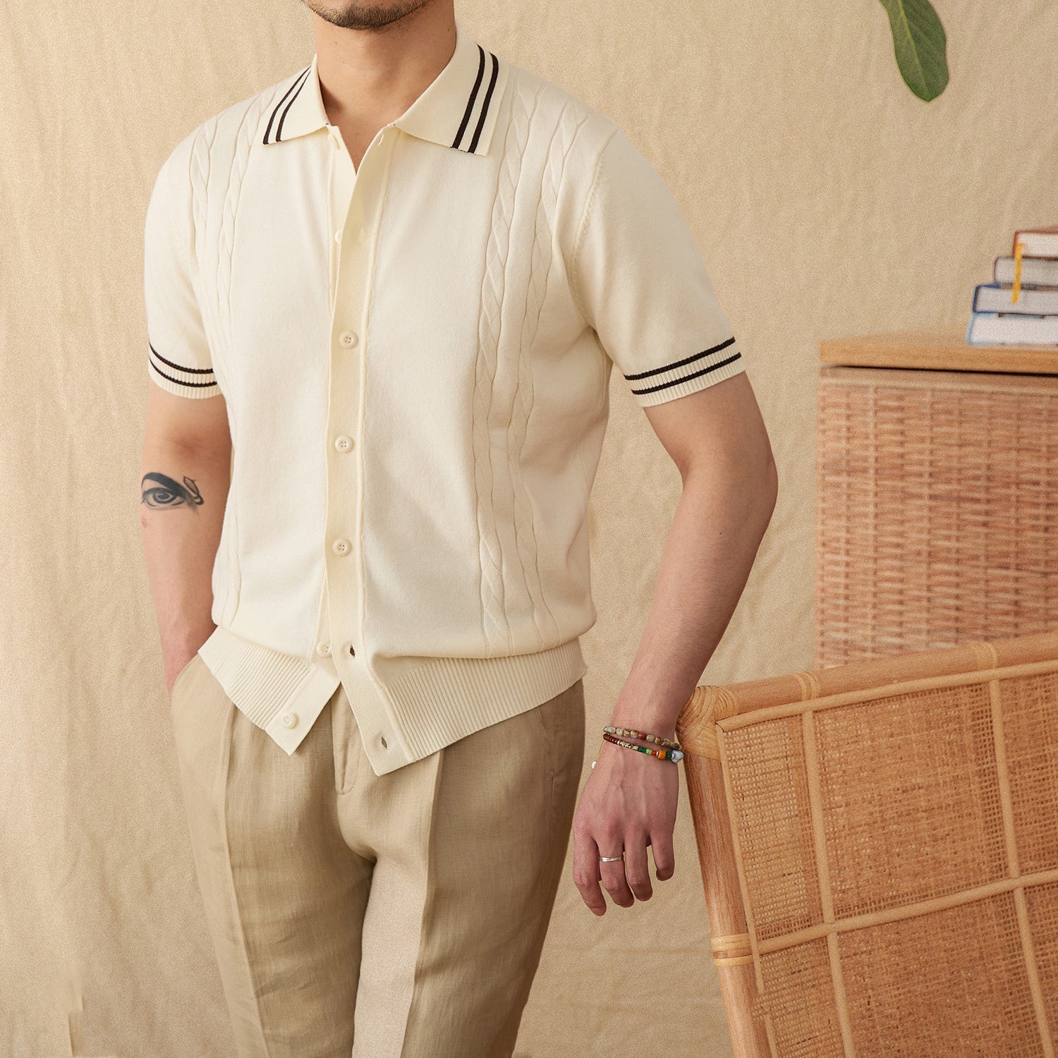 Textured Cotton polo - Leisure Knit