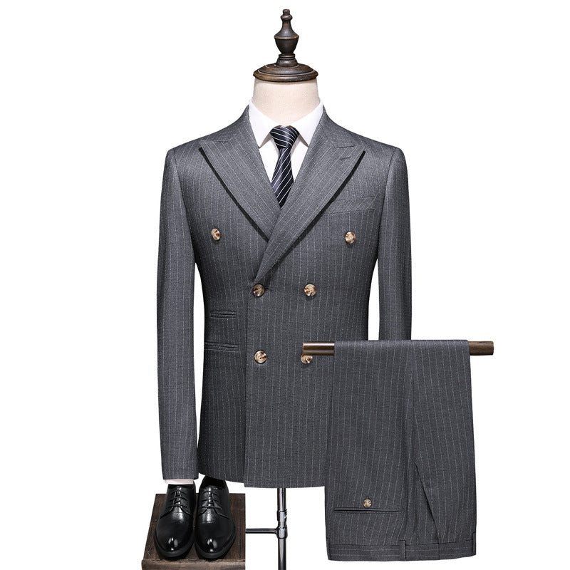 Imperial Double-Breasted 3-Piece Suit-Charcoal Heritage