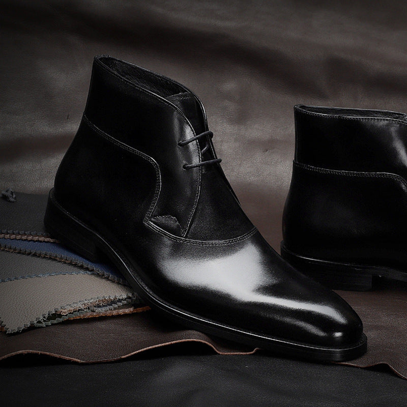 Imperial Gloss Black Executive Boots-Premium Martin Style Men's Footwear