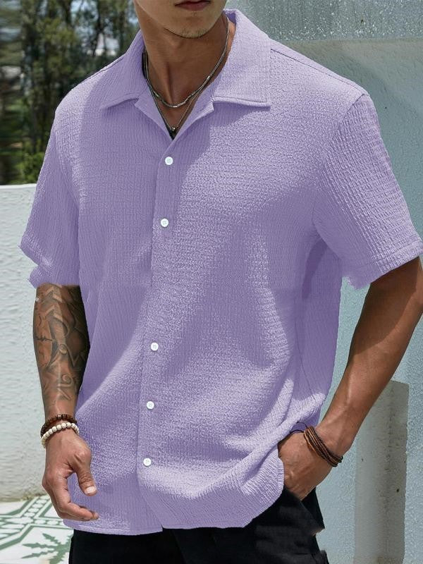 Solid Short-Sleeve Lapel Shirt - Riviera Casual Edition
