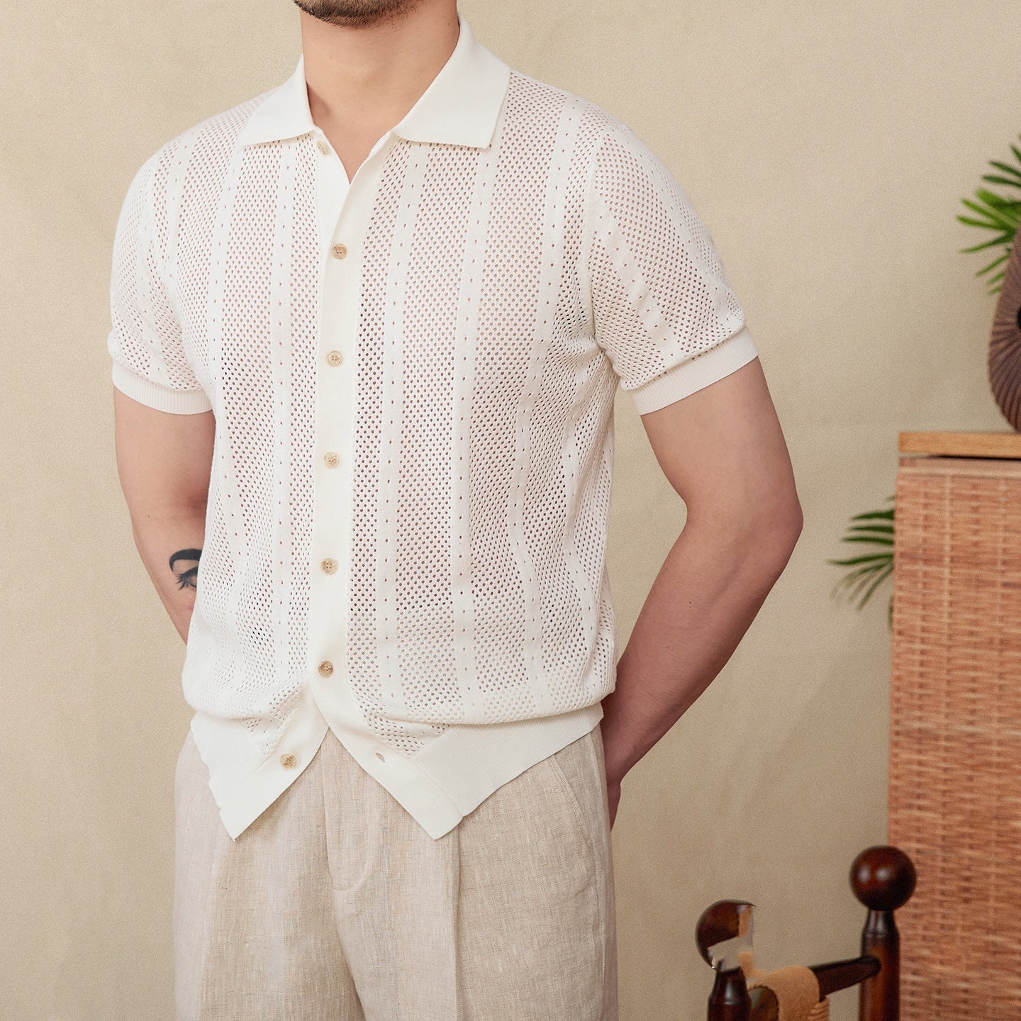 Capri Stripe Polo - Knitted Cardigan Style