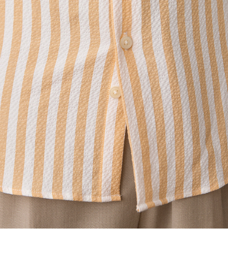 Striped Textured cotton Large-Collar - Heritage Edition