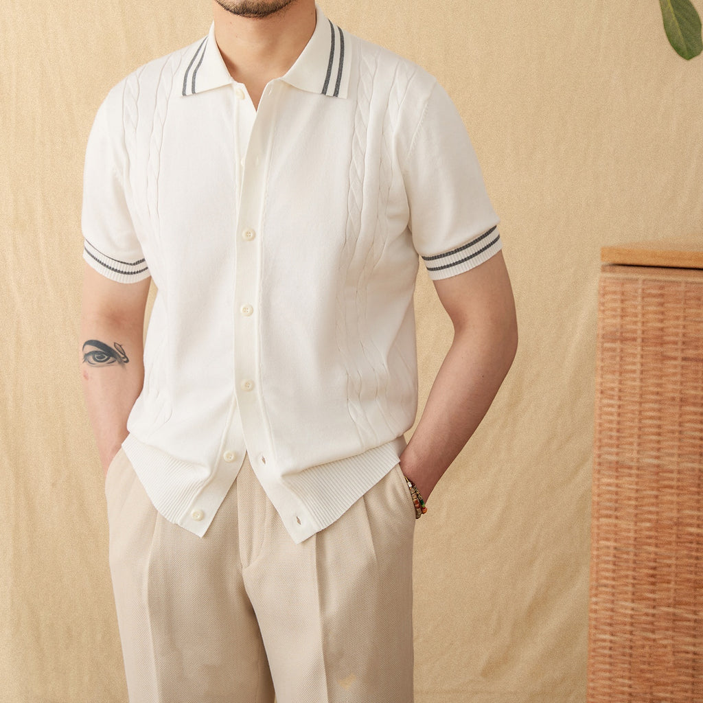 Textured Cotton polo - Leisure Knit