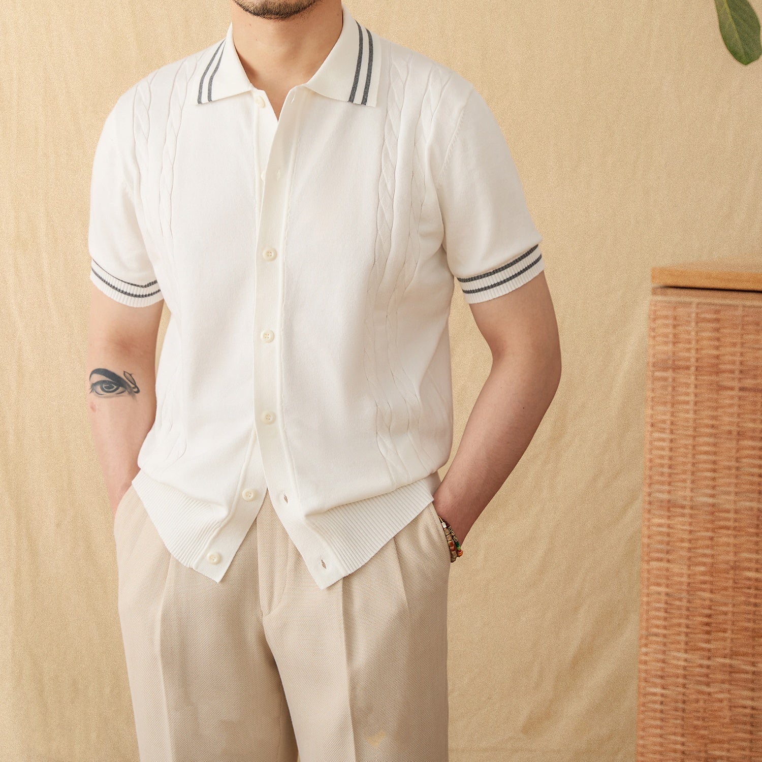 Textured Cotton polo - Leisure Knit
