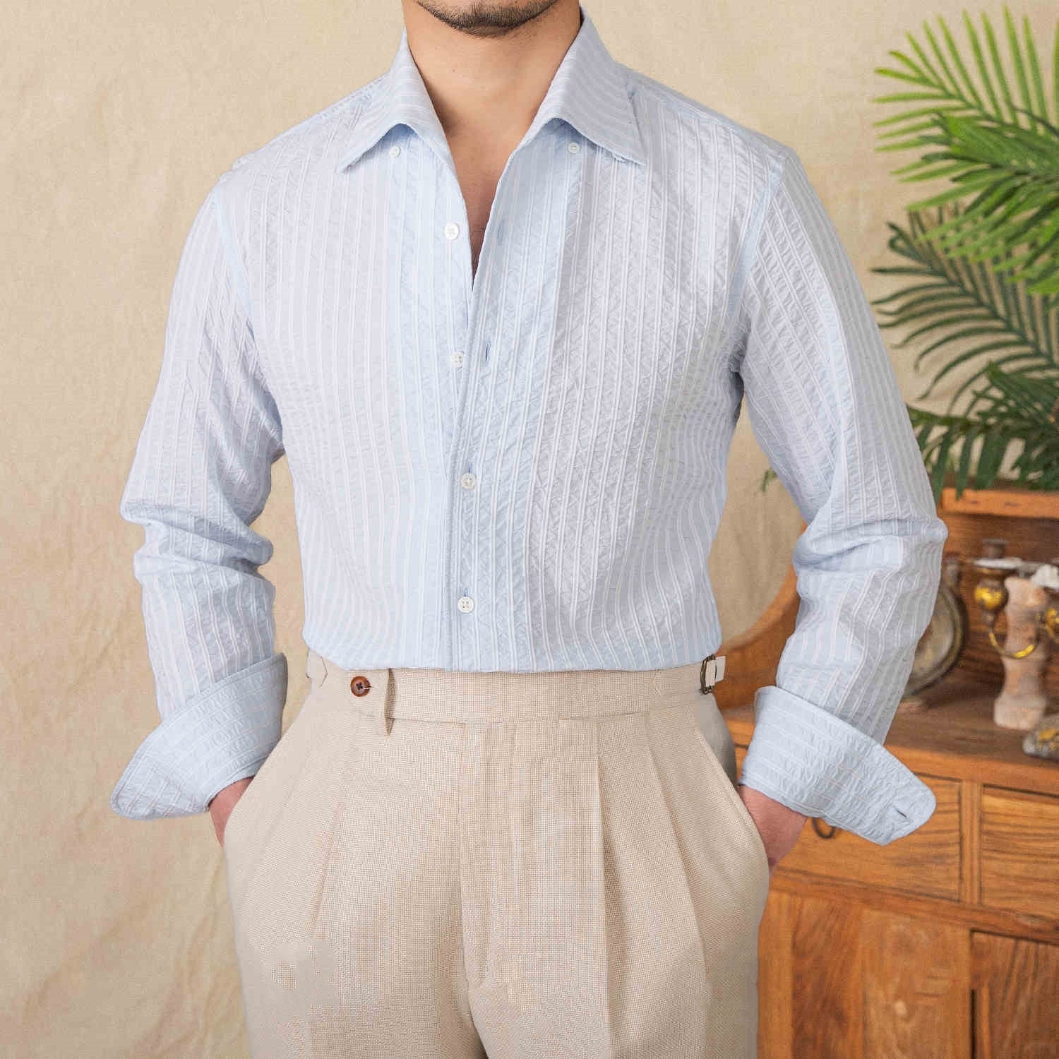 Riviera Cotton Shirt - Italian Riviera Long Sleeve