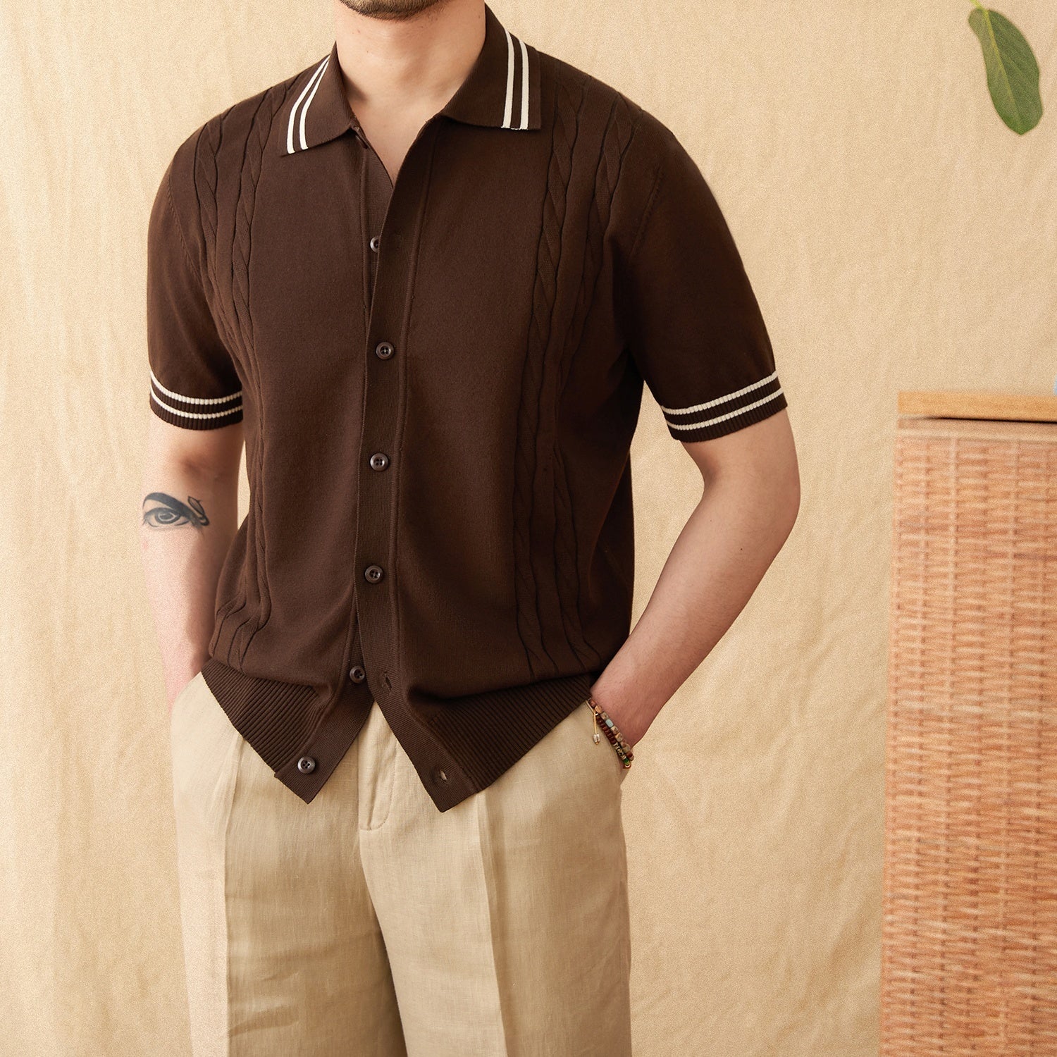 Textured Cotton polo - Leisure Knit