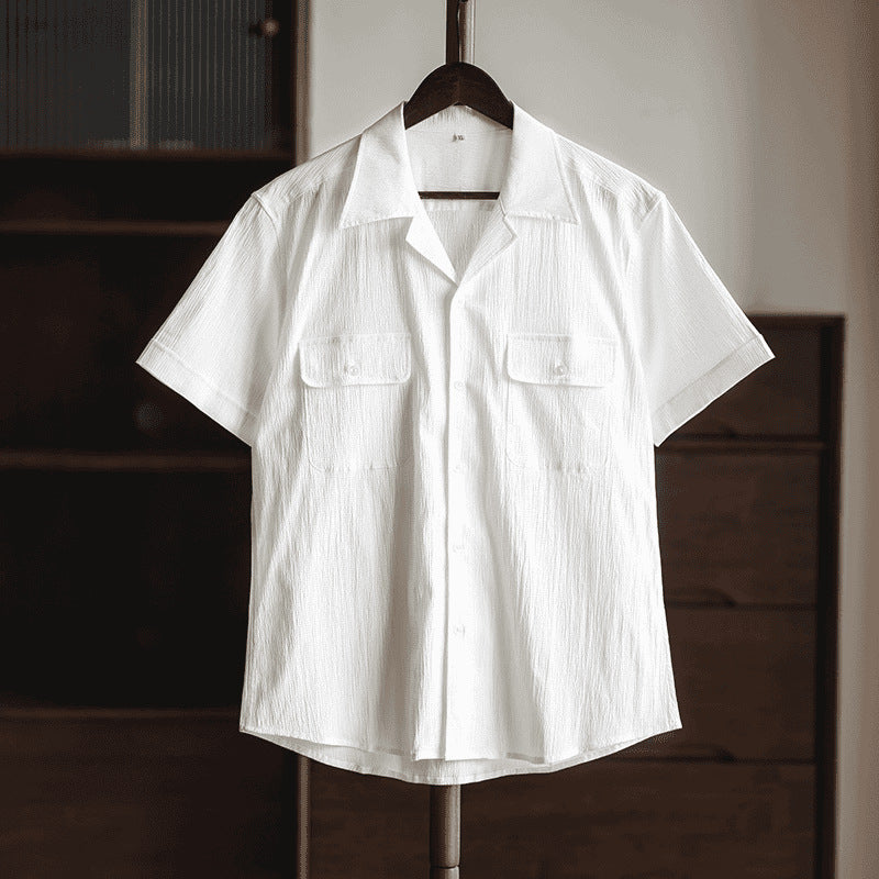 Retro Textured cotton Cuban Collar - British Edition