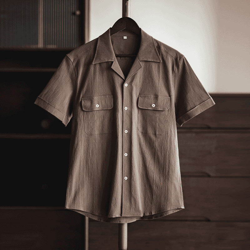 Retro Textured cotton Cuban Collar - British Edition