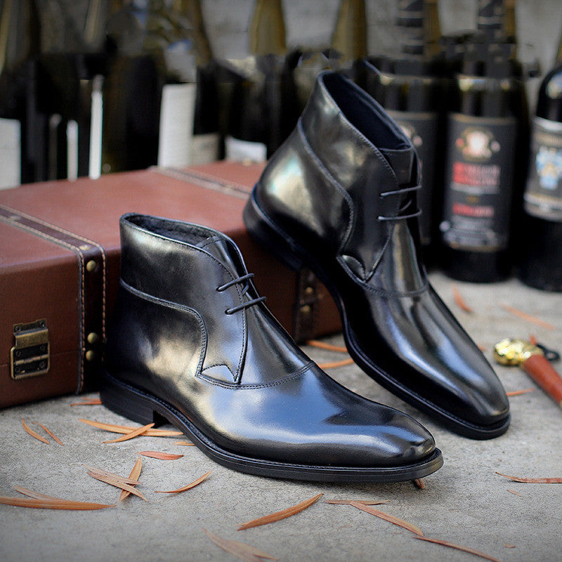 Imperial Gloss Black Executive Boots-Premium Martin Style Men's Footwear