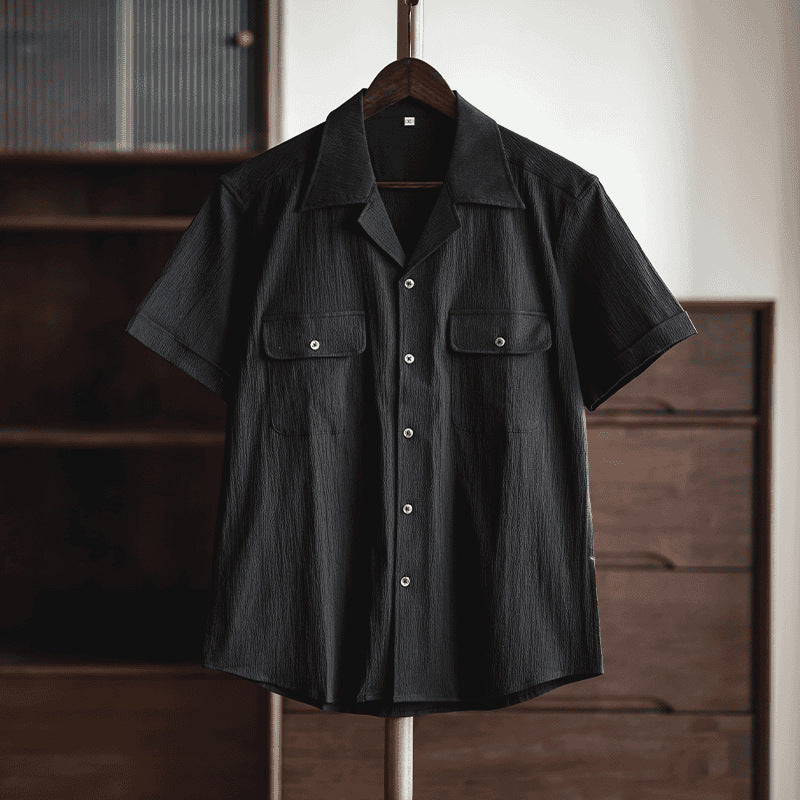 Retro Textured cotton Cuban Collar - British Edition