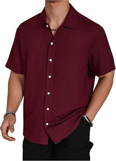 Solid Short-Sleeve Lapel Shirt - Riviera Casual Edition